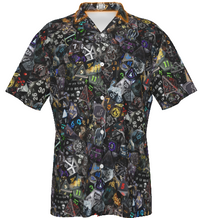 New! Black Collage Hawaiian Shirt, Mens Dice DnD, RPG, Gaming Shirt, Gift for DnD Player, Fun Shirt, DM Wedding Gift, DnD Wedding, rpg Gift