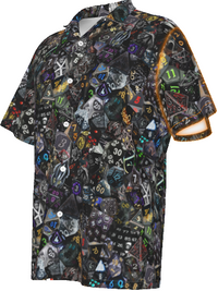New! Black Collage Hawaiian Shirt, Mens Dice DnD, RPG, Gaming Shirt, Gift for DnD Player, Fun Shirt, DM Wedding Gift, DnD Wedding, rpg Gift