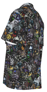 New! Black Collage Hawaiian Shirt, Mens Dice DnD, RPG, Gaming Shirt, Gift for DnD Player, Fun Shirt, DM Wedding Gift, DnD Wedding, rpg Gift