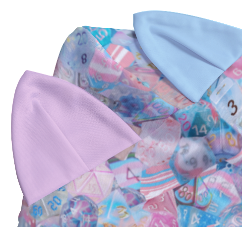 Pride Collage Dice D&D Dice Hawaiian Shirt, Trans Pride Collage Shirt, Dice Print Shirt, Unique Pride Gift, Gift for Trans Friend, Him/Her