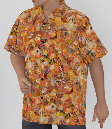 New! Orange Hawaiian Shirt, Men Dice DnD, RPG, Gaming Shirt, Gift for DnD Player, Fun RPG Shirt, DM Wedding Gift, DnD Wedding, rpg Gift