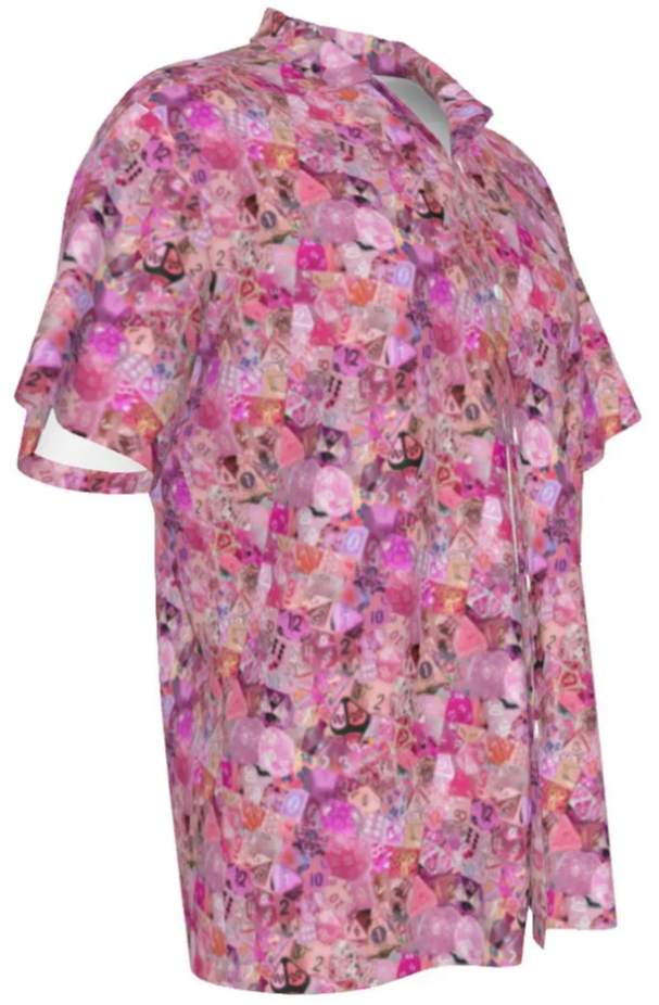 New! Pink Hawaiian Shirt, Dice DnD, Unisex RPG, Gaming Shirt, Gift for DnD Player, Fun RPG Shirt, DM Wedding Gift, DnD Wedding, rpg Gift