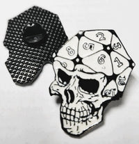 Cool B&W Skull D20 Pin, Skeleton Head Pin, RPG Pin Skull, Gaming D20 Pin, D20 Pin, D20 Gift, D20 for Gamer
