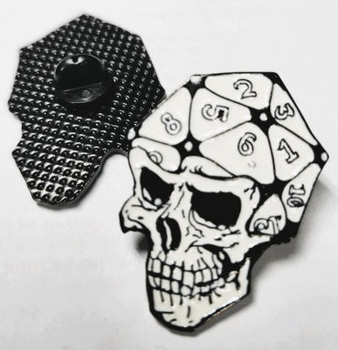 Cool B&W Skull D20 Pin, Skeleton Head Pin, RPG Pin Skull, Gaming D20 Pin, D20 Pin, D20 Gift, D20 for Gamer