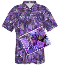 New Purple Hawaiian Shirt, Men Dice DnD, RPG, Gaming Shirt, Gift for DnD Player, Fun RPG Shirt, DM Wedding Gift, DnD Wedding, rpg Gift