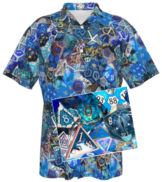 New! Blue Hawaiian Shirt, Men Dice DnD, RPG, Gaming Shirt, Gift for DnD Player, Fun RPG Shirt, DM Wedding Gift, DnD Wedding, rpg Gift