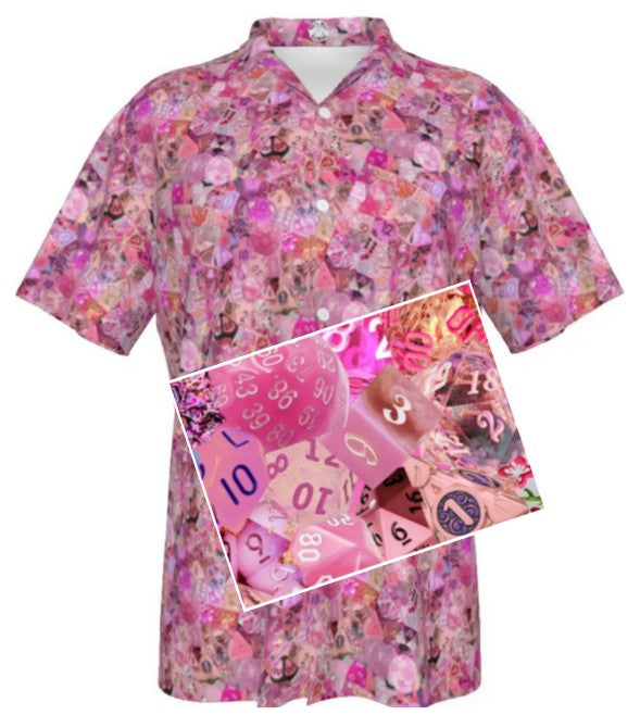 New! Pink Hawaiian Shirt, Dice DnD, Unisex RPG, Gaming Shirt, Gift for DnD Player, Fun RPG Shirt, DM Wedding Gift, DnD Wedding, rpg Gift