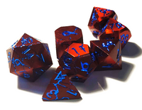 DND Metal Dice Set Magma Red Rift Copper, Blue Polyhedral Dice Gift for TTRPG Lover Dungeon Masters Tabletop Gamers Wild Magic Sorcer