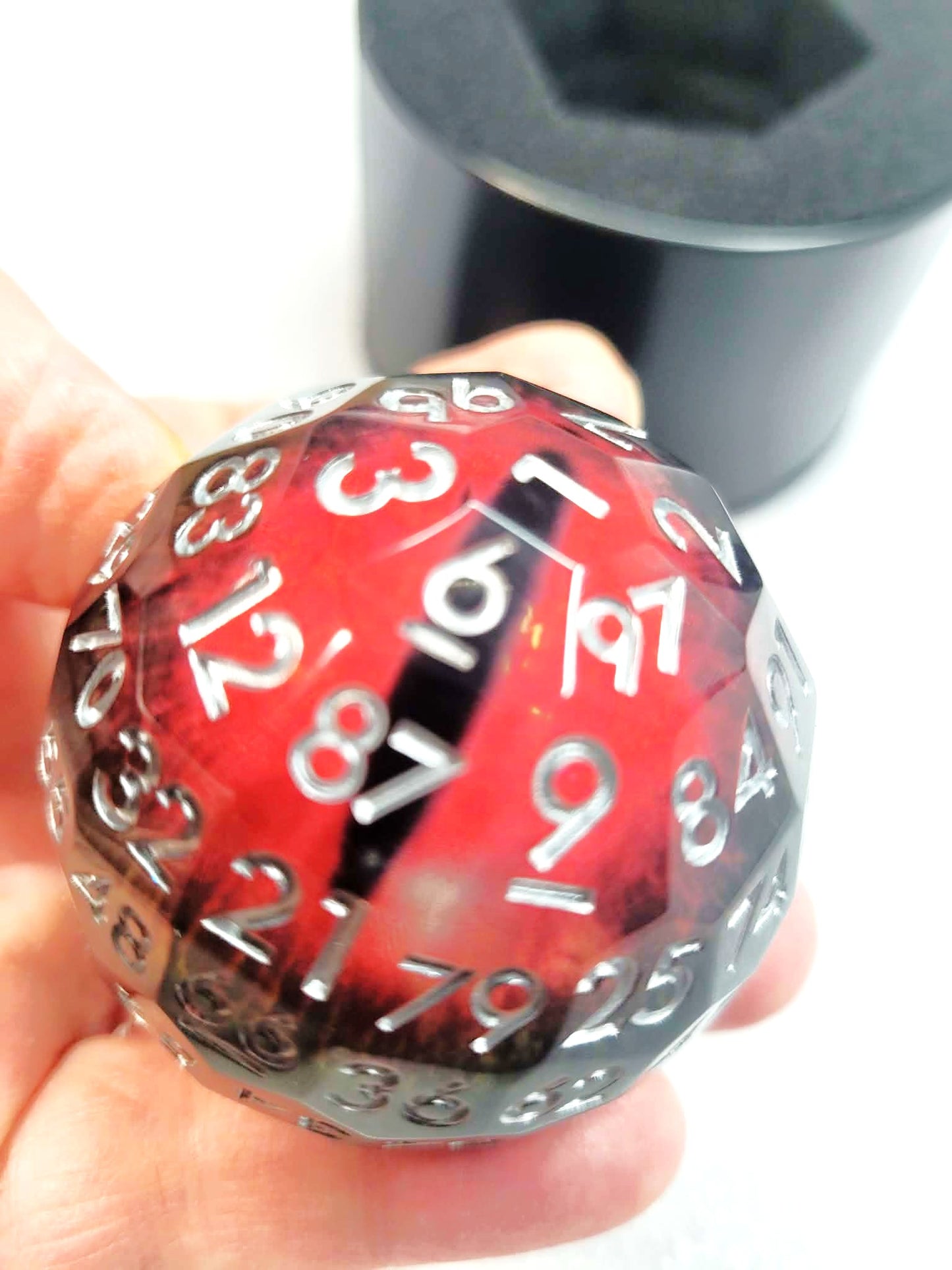 New! Drowning Red D100 50mm Liquid Die, Silver Numbering, Excellent Grasp Liquid Core Red Eye Dice, Magic Potion Red Eye Die, Best Dice Gift