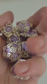 DND Silver Purple Metal Dice Set Celestial Arcane Crystal RPG Polyhedral Dice Wizard Sorcerer Fantasy Gift Dungeon Master TTRPG