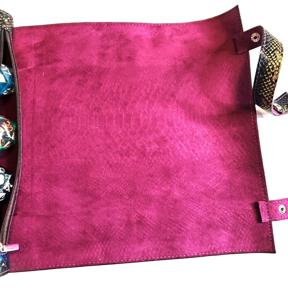 NEW! Rainbow Dragon Scale Scroll Case, Rolling Magenta Mat, Zipper Dice Case