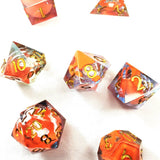 New! LiquidCore Tangerine Colada Party Sharp Edge Resin Premium Dice with Gold Numbering
