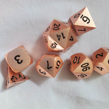 Solid Metal Rose Gold with Black Numbering Dice set