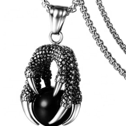 Mystique Dragon Claw with Black Sphere Pendant and 23.5 inch Necklace