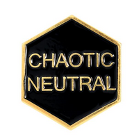 Chaotic Neutral Gold Trim Pin 1" diameter, Black and Gold Chaotic Neutral Lapel Pin, Fashion Pin, D&D Pin, RPG Gold Pin, Gift for Gamer Pin