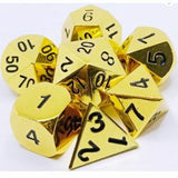 Shiny Metal Gold, Solid, Smooth Dice Set - 7 pieces