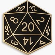 Black and Gold D20 Pin