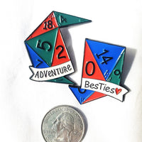 Adventure Besties 2" Pin Set in Red, Green & Blue, Adventure-Themed Pins, Butterfly Clasp Pins, Unique Gift for Your Friend, Stylish Pin Set