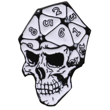 Cool B&W Skull D20 Pin