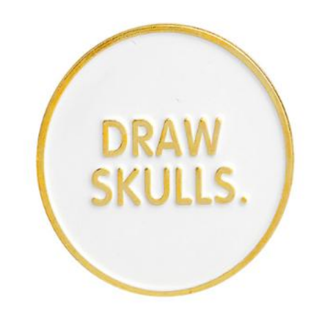 Gold Draw Skulls Pin