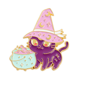 Witchy Kitty Cauldron Pin