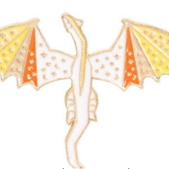 White Dragon Orange Wings Pin