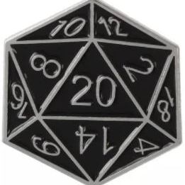 Black and Silver D20 Pin