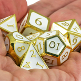 White with Gold trim Solid Metal Dice Set, so elegant!