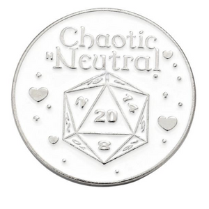 White Chaotic Neutral With Hearts Pin