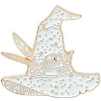 White Witches Hat Pin